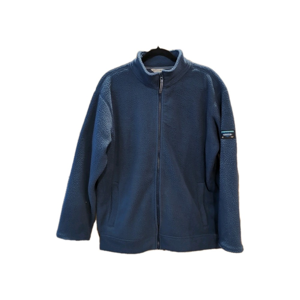 Orvis Mens Soft Shell Fleece Jacket Turquoise Blue Size Medium Pockets Int & Ext